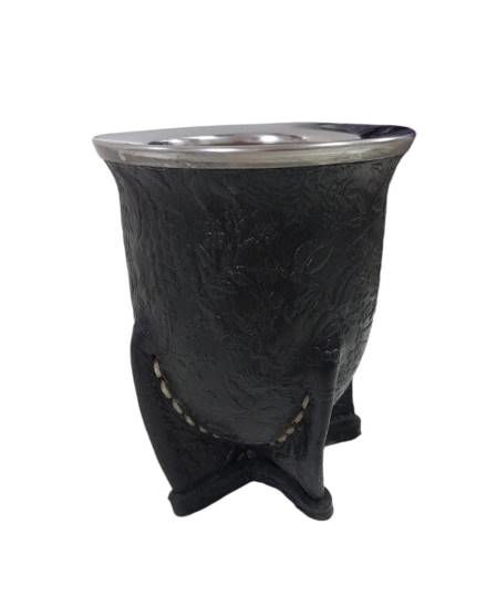 Imagen de MATE CAMIONERO CUERO FLOR C/VIROLA ACERO 6.25